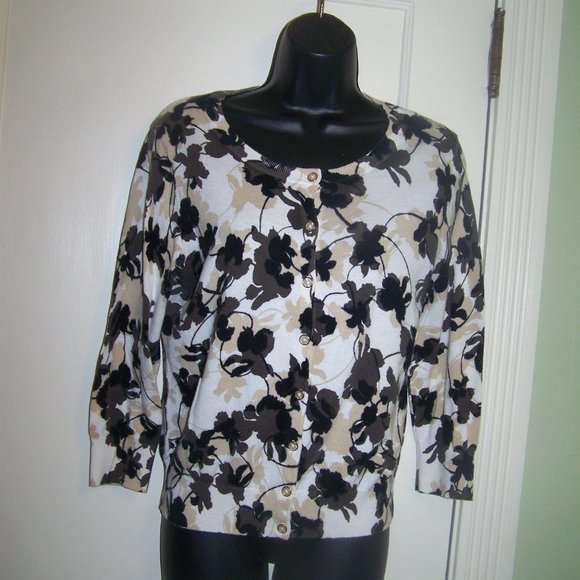 Banana Republic Cotton Sweater L Floral - Picture 1 of 7